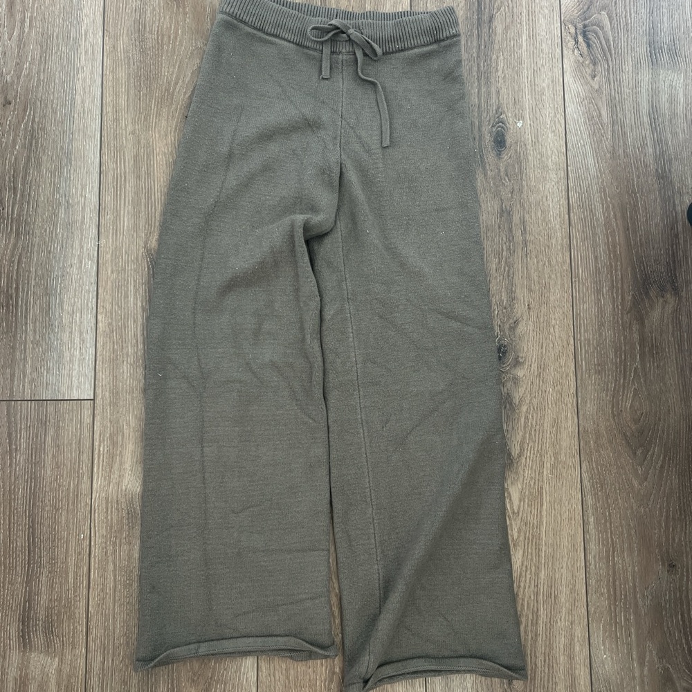 Women Grey Boho Style Knit Pants/ Soft and warm